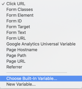 google tag manager variable options 
