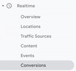 google analytics goal conversions real time reporting