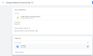 Google analytics universal tag tracking set up 
